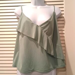 H&M Sage Green Women's Ruffle Spaghetti Strap Top Size XXL
